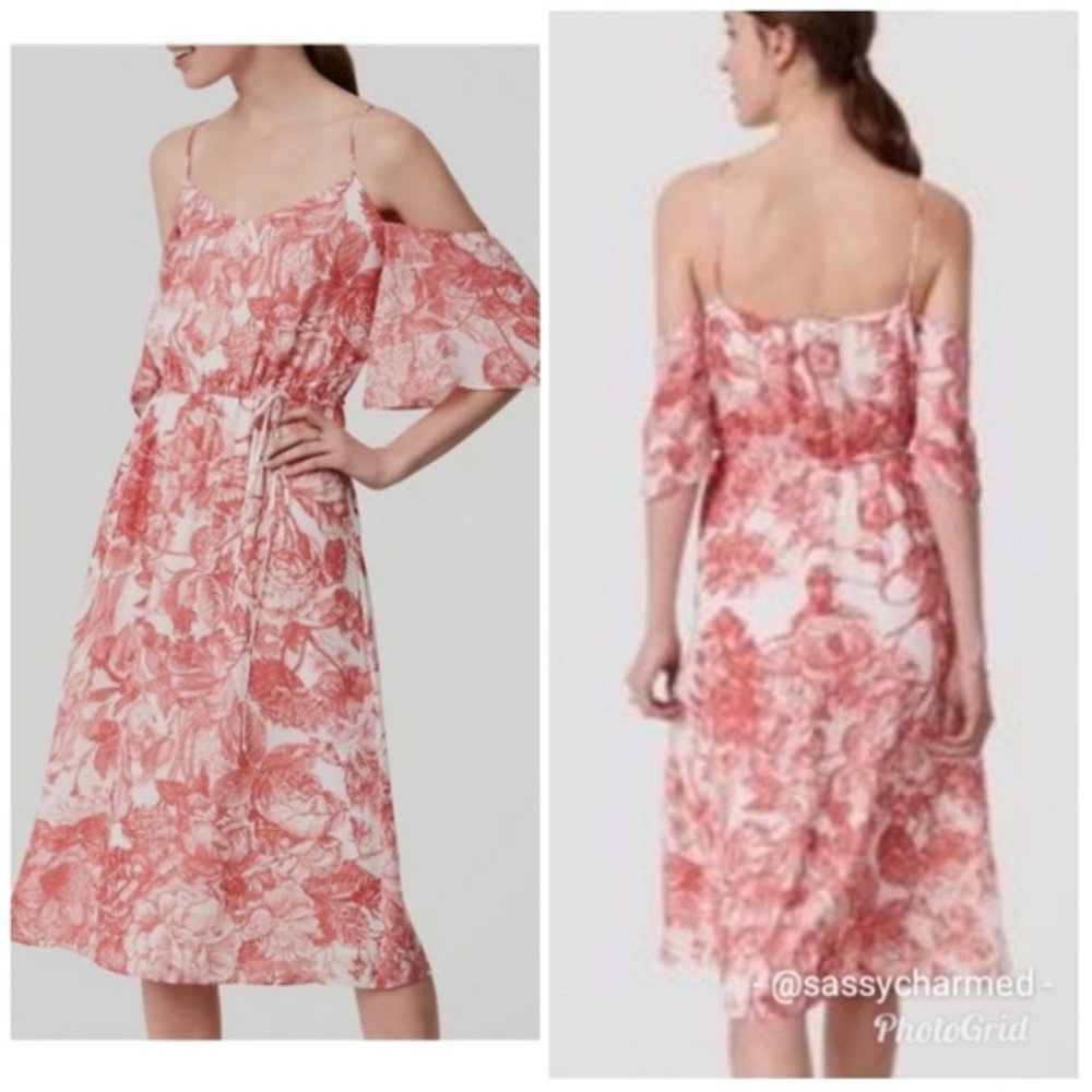 NWT LOFT Beautiful cold shoulder floral Dress-M